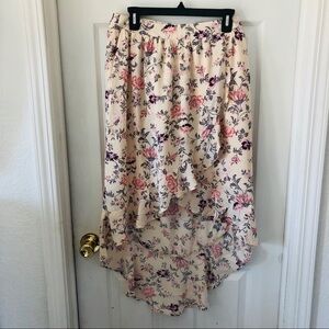 NWT FOURTEENTH PLACE pink floral high low ruffle skirt size small